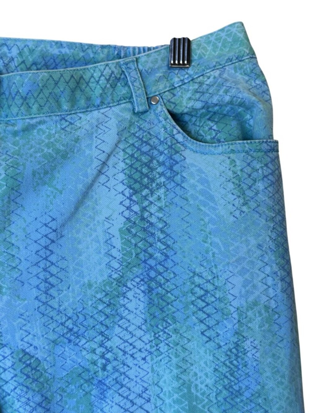 Ruby Rd. Womens Cropped Pants Blue Python Snakeskin Print Stretch - 14 - Picture 8 of 13